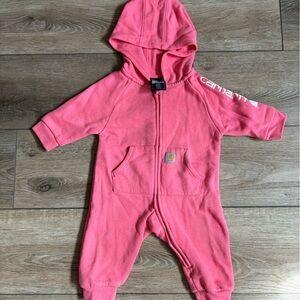 Carhartt Baby Girl Pink Hooded One Piece Jumpsuit 3M 💖